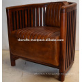 Chaise en cuir industrielle Finition antique en bois de base de mangue